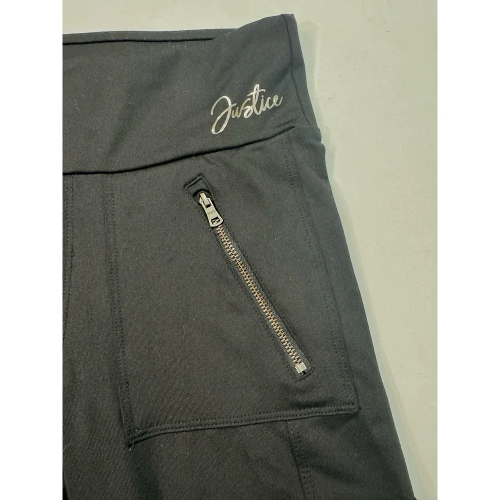 Justice Active Girl Black Ankle Leggings Size 10 Elastic Waist Stretch